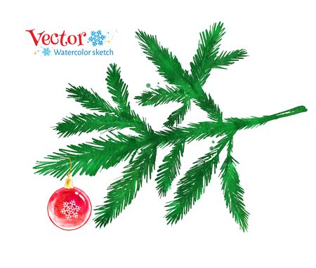 Christmas tree branch and Christmas ball.のイラスト素材