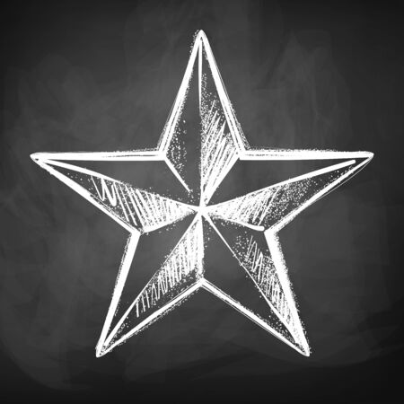 Grunge chalkboard drawing of star.のイラスト素材