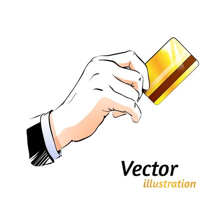 Vector illustration of hand and plastic card.のイラスト素材