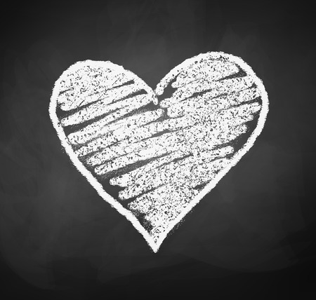 Vector illustration of chalkboard drawing of heart.のイラスト素材