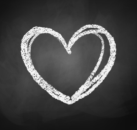 Vector illustration of chalkboard drawing of heart.のイラスト素材