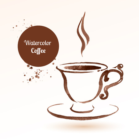 Cup of coffee. Hand drawn watercolor sketch.のイラスト素材