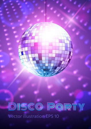 Disco ball on disco lights background.のイラスト素材