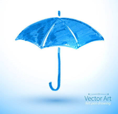 Vector illustration of umbrella. Felt pen childlike drawing.のイラスト素材
