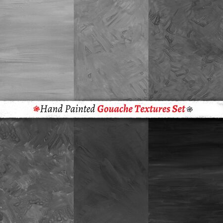 Hand drawn collection of black and white gouache texture backgrounds.の写真素材