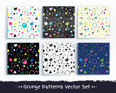 Collection of grunge geometric patternsのイラスト素材