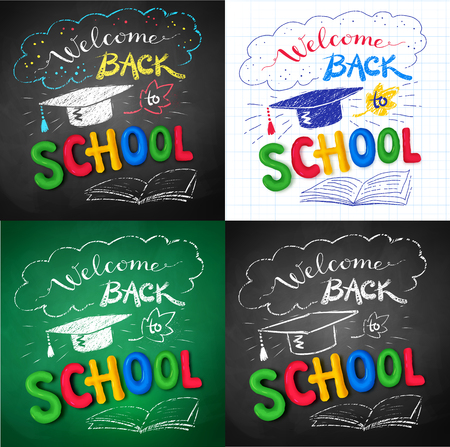 Collection of Welcome Back to School postersのイラスト素材