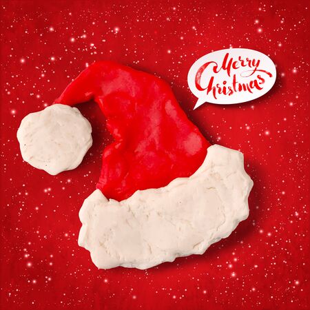 Vector plasticine figure of Santa hatのイラスト素材