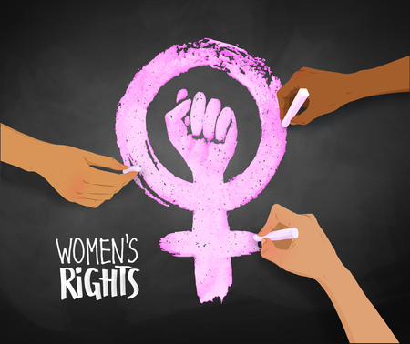 Womens hands drawing Feminism protest symbolのイラスト素材