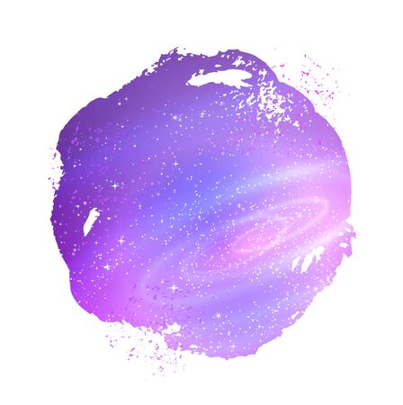 Watercolor stain with outer space background insideのイラスト素材