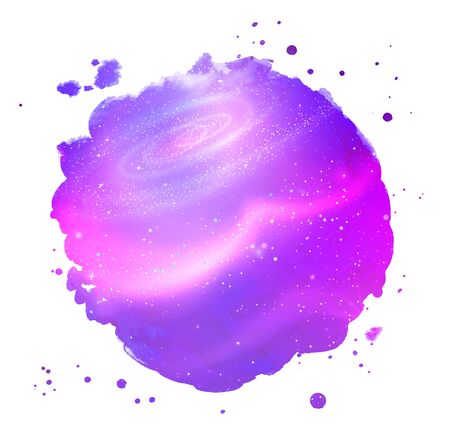 Watercolor stain with glowing outer spaceのイラスト素材