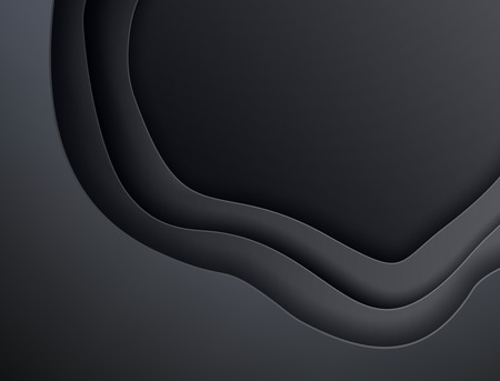 Vector illustration of cut paper style background with waves and shadows in black colors.のイラスト素材