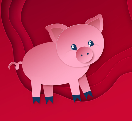 Cute New Year Pig characterのイラスト素材