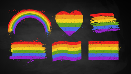 LGBT flag color banners setのイラスト素材