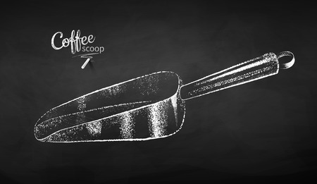 Chalk drawn sketch of metal coffee scoopのイラスト素材