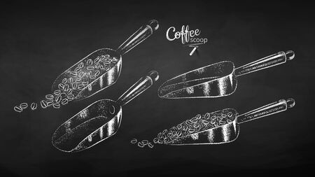 Vector illustration set of metal coffee scoopsのイラスト素材