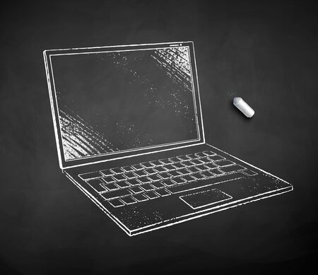 Chalk drawn illustration of laptopのイラスト素材
