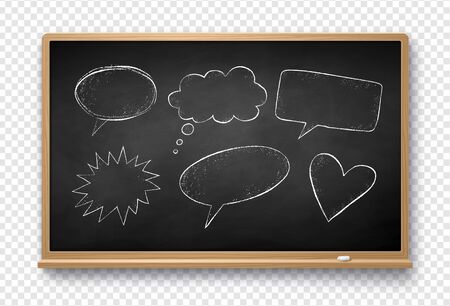 Chalked speech bubbles on school boardのイラスト素材