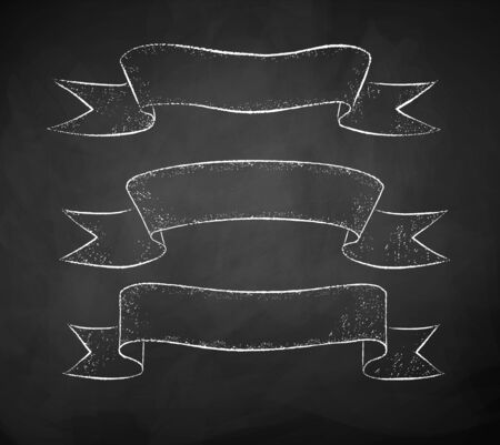 Chalk drawing of scroll bannersのイラスト素材