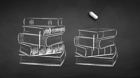 Chalk drawn illustration of booksのイラスト素材