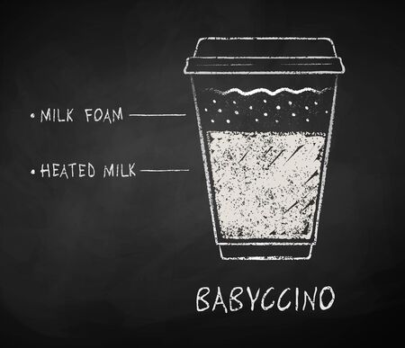 Chalk drawn Babyccino coffee recipeのイラスト素材