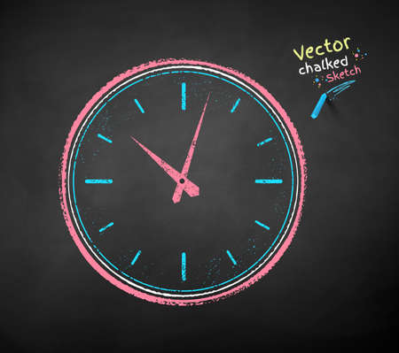 Chalk drawn illustration of clockのイラスト素材