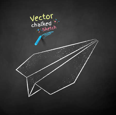 Chalk drawn illustration of paper planeのイラスト素材