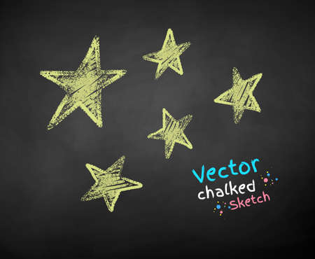 Chalk drawn illustration of starsのイラスト素材