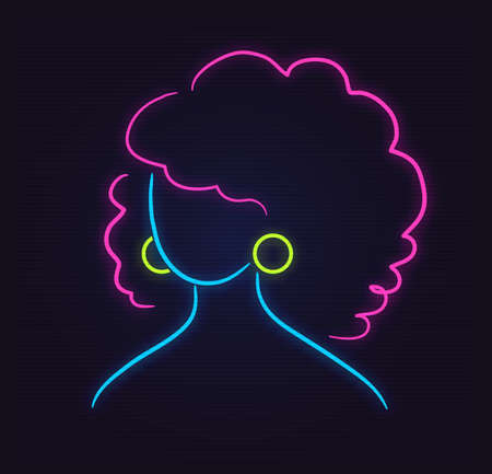 Neon profile picture faceless avatarのイラスト素材