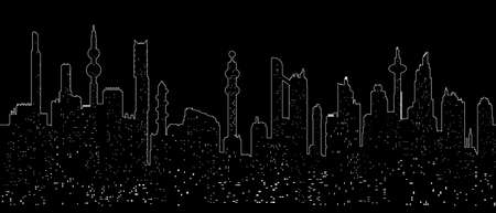 One line cityscape silhouetteのイラスト素材