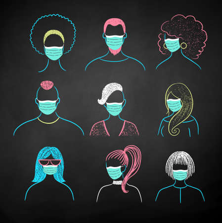 User icons people wearing face masksのイラスト素材