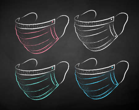 Chalk drawn set of medical masksのイラスト素材