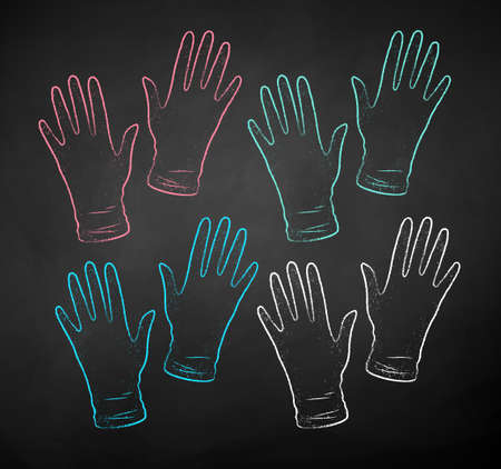 Chalk drawn collection of rubber glovesのイラスト素材