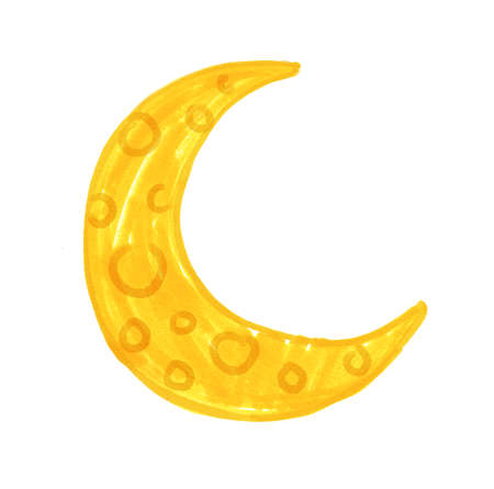 Child drawing of Crescent moonの写真素材