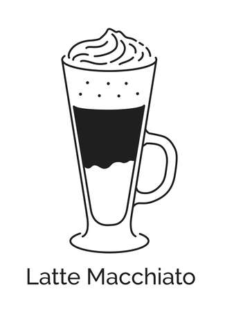 Line art Latte Macchiato coffeeのイラスト素材