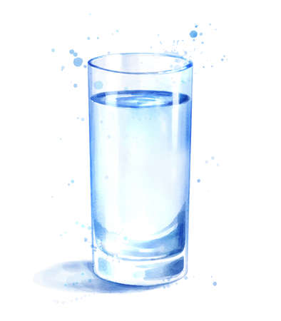 Watercolor illustration of glass of waterのイラスト素材
