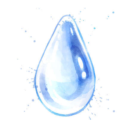 Watercolor illustration of pure water dropのイラスト素材
