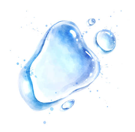 Watercolor illustration of pure water dropsのイラスト素材