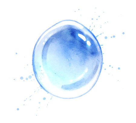 Watercolor illustration of pure water dropのイラスト素材