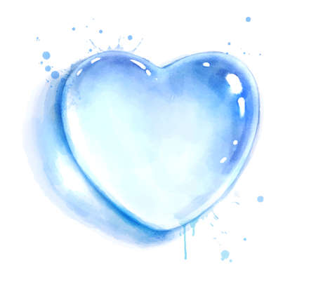 Watercolor illustration of heart shape water dropのイラスト素材