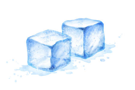 Watercolor isolated illustration of ice cubesのイラスト素材