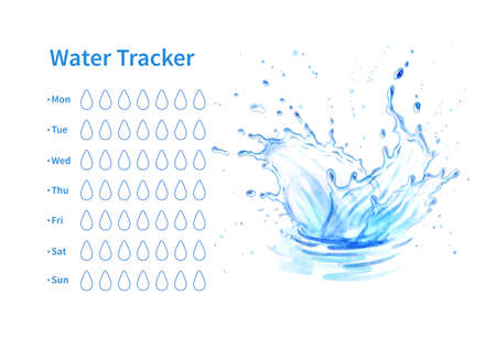 Water tracker with watercolor splash crownのイラスト素材
