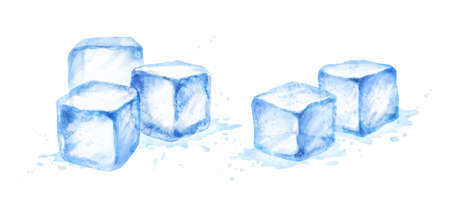 Watercolor isolated illustration of ice cubesのイラスト素材