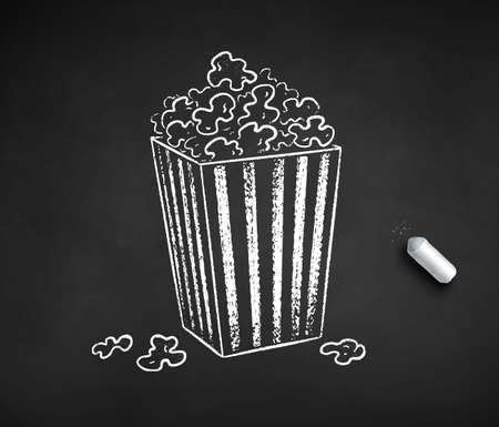 Vector chalk drawn illustration of pop corn bucketのイラスト素材
