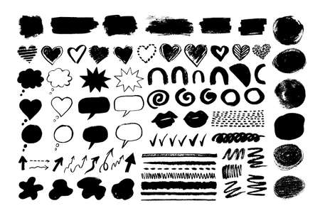 Hand drawn paint daubs banners and formsのイラスト素材