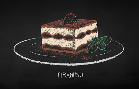 Chalk drawn vector illustration of Tiramisuのイラスト素材