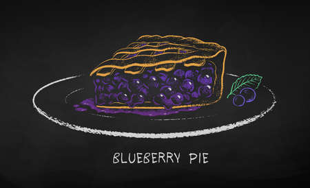 Chalked vector illustration of Blueberry Pieのイラスト素材
