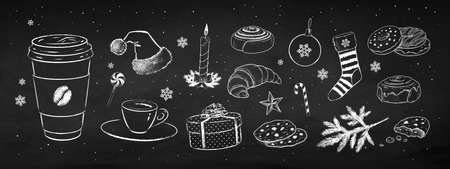 Christmas decoration design elements for cafeのイラスト素材