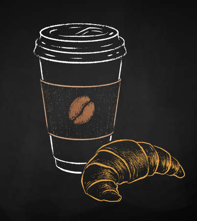 Coffee paper cup with Croissantのイラスト素材