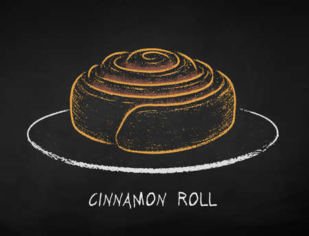 Chalk drawn vector illustration of Cinnamon Rollのイラスト素材